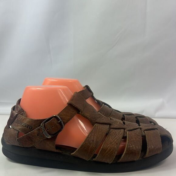 Mephisto Sam Brown Leather Men's Sandals - Picture 2 of 15